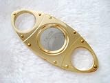 Stainless Steel Golden Plated Double Blade Cigar Cutter with Gift Box