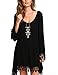 PAKULA® Women's Long Sleeve Lace Embellished Beach Cover Up Loose Dress