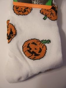 Halloween Glitter Crew Sock ~ Size 4-6, Shoe Size 7-10 (Jack-o-Lanterns)
