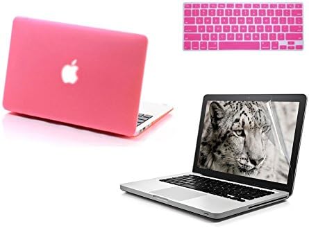 [Macbook pro 13.3'] iCrown(TM) 2014 New Arrival Aqua Green Matte Rubber Coated Ultra Thin See Through Hard Shell Skin Case Cover for Aluminum Unibody 13.3 inches Macbook Pro with Silicon Keyboard Cover and 13 inches LCD Screen Protector (not fit for Macbook Pro with Retina display)