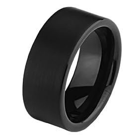 9mm Flat Black Tungsten Carbide COMFORT-FIT Wedding Band Ring for Men and Women (Size 8 to 12) - Size 8: The World Jewelry Center: Jewelry