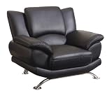Global Furniture 9908-BL-CH W/LEGS Rogers Collection Bonded Leather Matching Chair, Black with Chrome Legs