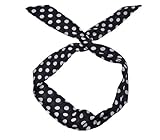 Womdee Cute Rabbit Ears Polka Dot Headband Ponytail Holder,Black and White With Accessory