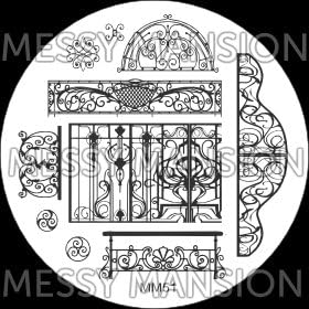 MESSY MANSION MM51 Nail Art Stamping Plate - Vintage Iron gate theme