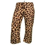 Leopard Print Novelty Design Low Cut Tie Cord Flannel Capri Pants Adult Sizes XS to XL