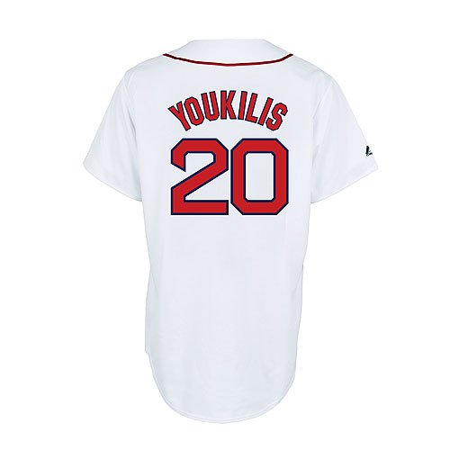 MLB Men's Boston Red Sox Kevin Youkilis White Home Short Sleeve 6 Button Synthetic Replica Baseball Jersey Spring 2012  (White, XX-Large)