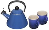 Le Creuset Kone Kettle and Mug Set, Graded Blue, 3 Piece