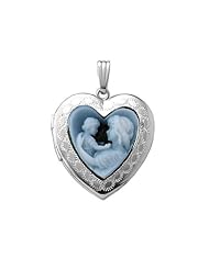 14K Gold Mother and Child Cameo Solid 14K White Gold approx. 3/4 inch x 1 inch