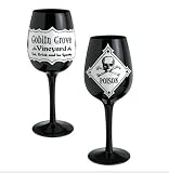Grasslands Road Halloween Black Wine Glasses, Set of 2