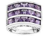 5.13CTW AMETHYSY 3 ROW STERLING SILVER RING