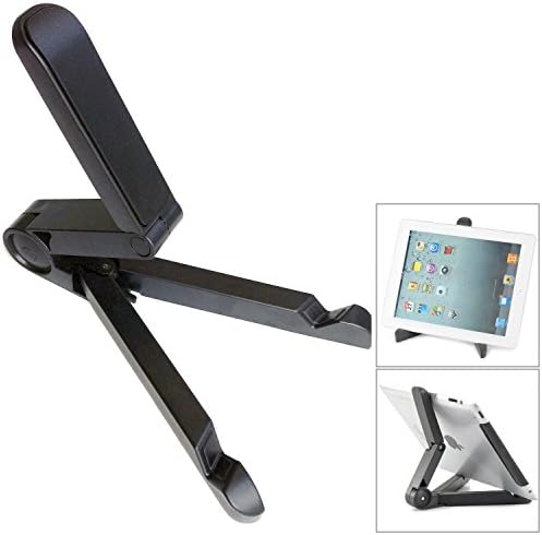 CooPro Adjustable Tablet Stand Folding Holder for 7-10 inch iPad Air mini and Android Tablet, Pad E-readers and Smartphones -Black + Screen Cleaning Cloths