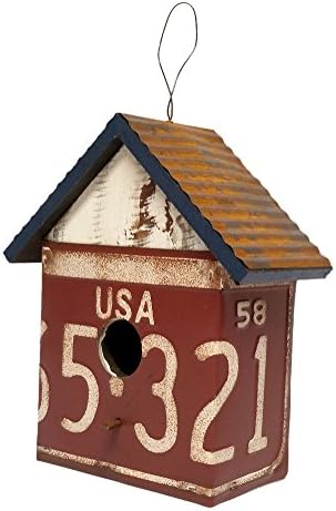 Vintage License Plate Birdhouse (Red)