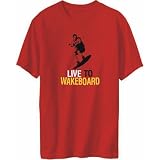 T-Shirt Mens Red  LIVE TO Wakeboard  Sports