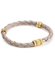 Paige Novick Braided Leather "Surf Club" Taupe Bangle Bracelet