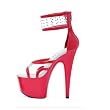 7 Inch High Platform Cuff Sandals Open Toe Clear Straps Black Silver Red
