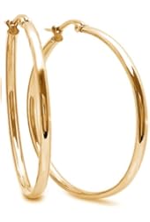 2" Stunning Stainless Steel Yellow Gold Plated Hoop Earrings (50mm Diameter)