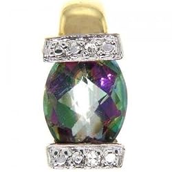 Green Mystic Fire Topaz & Diamond Pendant in 14K Yellow Gold
