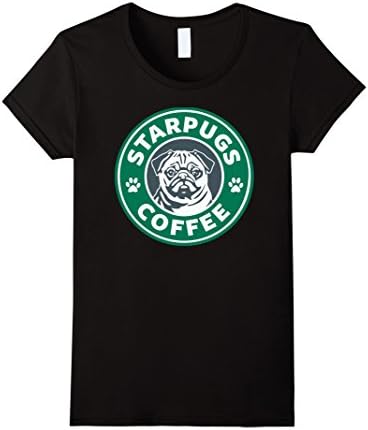 Women's Star Pug T Shirt Medium Black