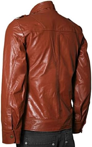 Unisex Leather Men's Lambskin Leather Bomber Biker Wear Jacket S Brown/TAN