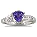 3/4ct Trillion Amethyst and Diamond Ring in Sterling Silver