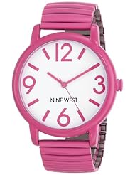 Nine West Womens NW/1571WTPK Bright Pink Expansion Band Bracelet Watch