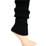 IMAGE OF All Black Plain Thick Knit Slouchy Legwarmers