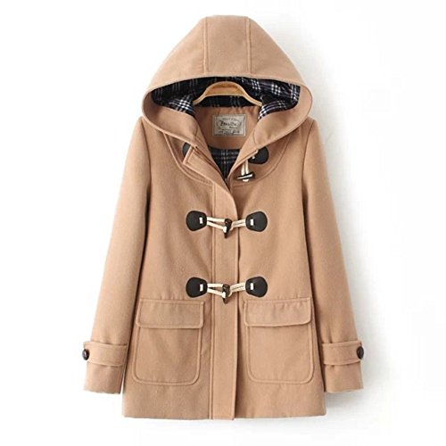 Spargel ダッフルコート ハーフ丈 フード付 トラッド レディース S M L XL えんじ 灰 赤 紺 薄茶 裏地 チェック ブリティッシュ カジュアル 着回し ヘビロテ 通勤 通学 制服 冬 暖かい コート アウター