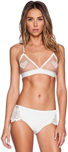Skivvies by For Love &amp; Lemons Be Mine Bra White Heart Bralette (Large)
