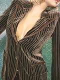 Review   / $4275 New GIORGIO ARMANI Brown Velvet Stripe Blazer / Jacket 40 / 6