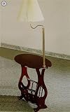 Cherry Finish Swing Arm Brass Lamp Magazine Table