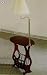 Cherry Finish Swing Arm Brass Lamp Magazine Table