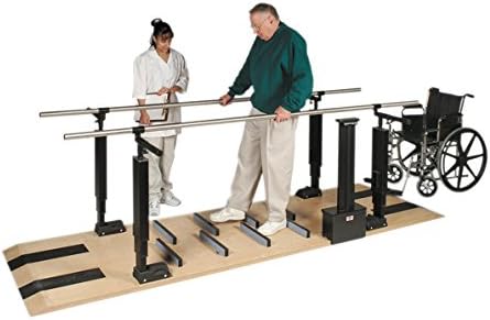 Parallel Bars, wood platform mounted, electric height/manual width adjustable, 10 foot long
