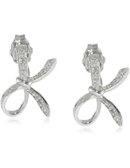 10k White Gold Diamond Bow Earrings (0.05 cttw, I-J Color, I2-I3 Clarity)