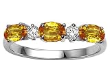 0.84 cts Genuine Citrine and Diamond 3 Stone Band - 14kt White or Yellow Gold