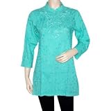 Blouses Rajrang India Boho Embroidery Green Cotton Yoga Kurti Tunic Top Blouse