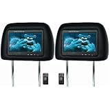 Black Pair 7 Headrest Lcd TFT Monitors with Wireless Remotes and RCA Connections 