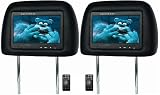 Black Pair 7 Headrest Lcd TFT Monitors with Wireless Remotes and RCA Connections