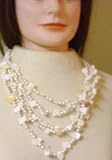 Imported Ivory Pearl and Seashell Long Chain Necklace and Matching Earrings for Women and Teens