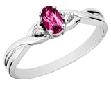 Rhodolite Garnet Gemstone Ring with Diamonds in White Gold