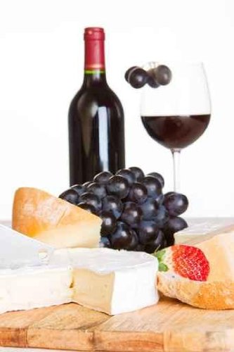 A Cheese Selection with a Bottle of Wine - 24"H x 16"W - Peel and Stick Wall Decal by Wallmonkeys