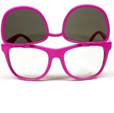 Pink Flip Up Sunglasses Wayfarer Style Glasses