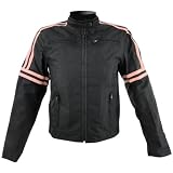 Womens Vented Motorcycle Jacket with Leather Trim and Armor LJ253 Black Pink