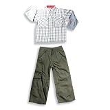 Mish Mish - Boys Long Sleeve Plaid Pant Set, Grey, Brown