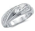 Solid 14k White Gold Mens Matching Wedding Band CZ Cubic Zirconia Ring 0.5 ct