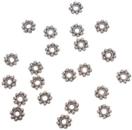 DUMAN 200pcs Vintage Style Tibetan Jewelry Making Silver Daisy Spacer Metal Beads 4mm