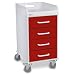 TrippNT 51081 HDPE/ABS Compact Cart, Front Locking, 15" Width x 27" Height x 17" Depth, 4 Drawers, Cherry Red