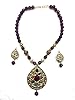 Womens Statement Necklace Handmade Meenakari Pendant Earrings Jewelry, Gift for MOM