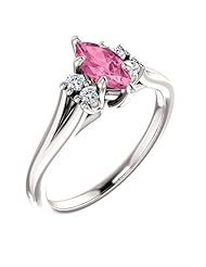 10K White Gold 8.00x4.00mm Marquise Cut Pink Sapphire and Diamond Ring -- LIFETIME WARRANTY