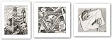 Drawing Hands, Waterfall, and Relativity Set by M.C. Escher 7.75x9.25 Art Print Poster