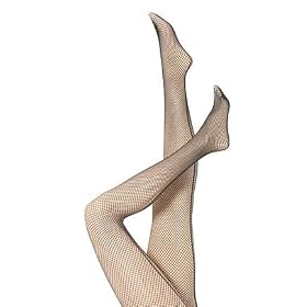 Ladies 1 Pair Elle Tights Fishnets With Back Seam - One Size - Black